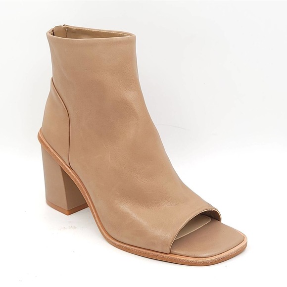 Vince Camuto Women Block Heel Open Toe Booties Bebinder US 9M Tortilla Leather - Picture 1 of 11